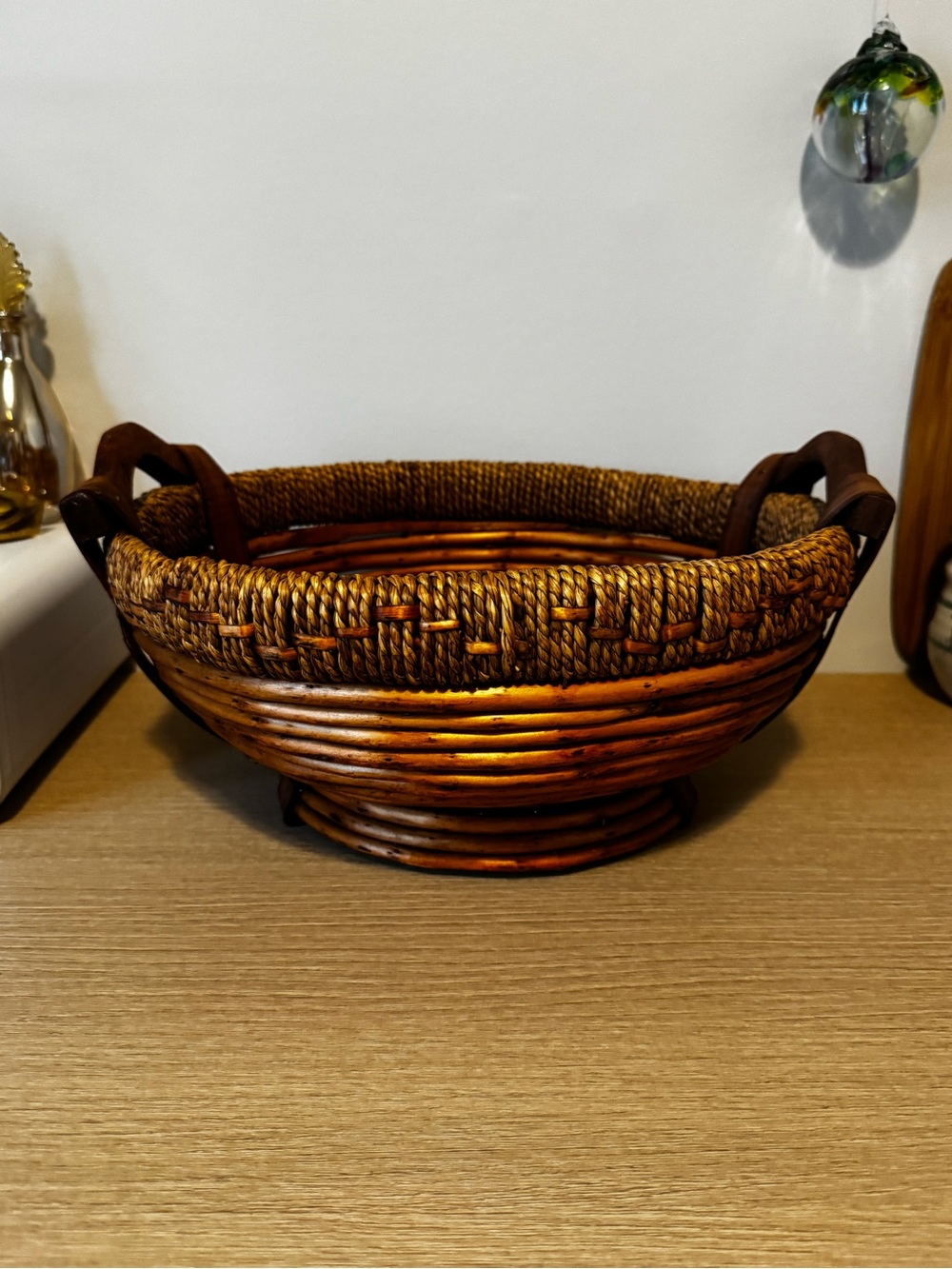 Handwoven Brown Wicker Decorative Basket